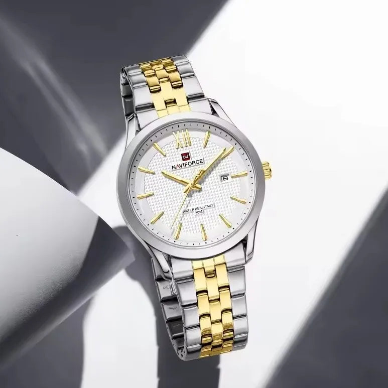 Naviforce 9255 For Men - Silver Gold