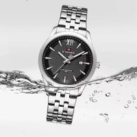 Naviforce 9255 For Men - Silver Black
