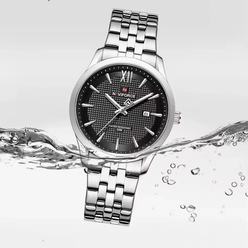 Naviforce 9255 For Men - Silver Black