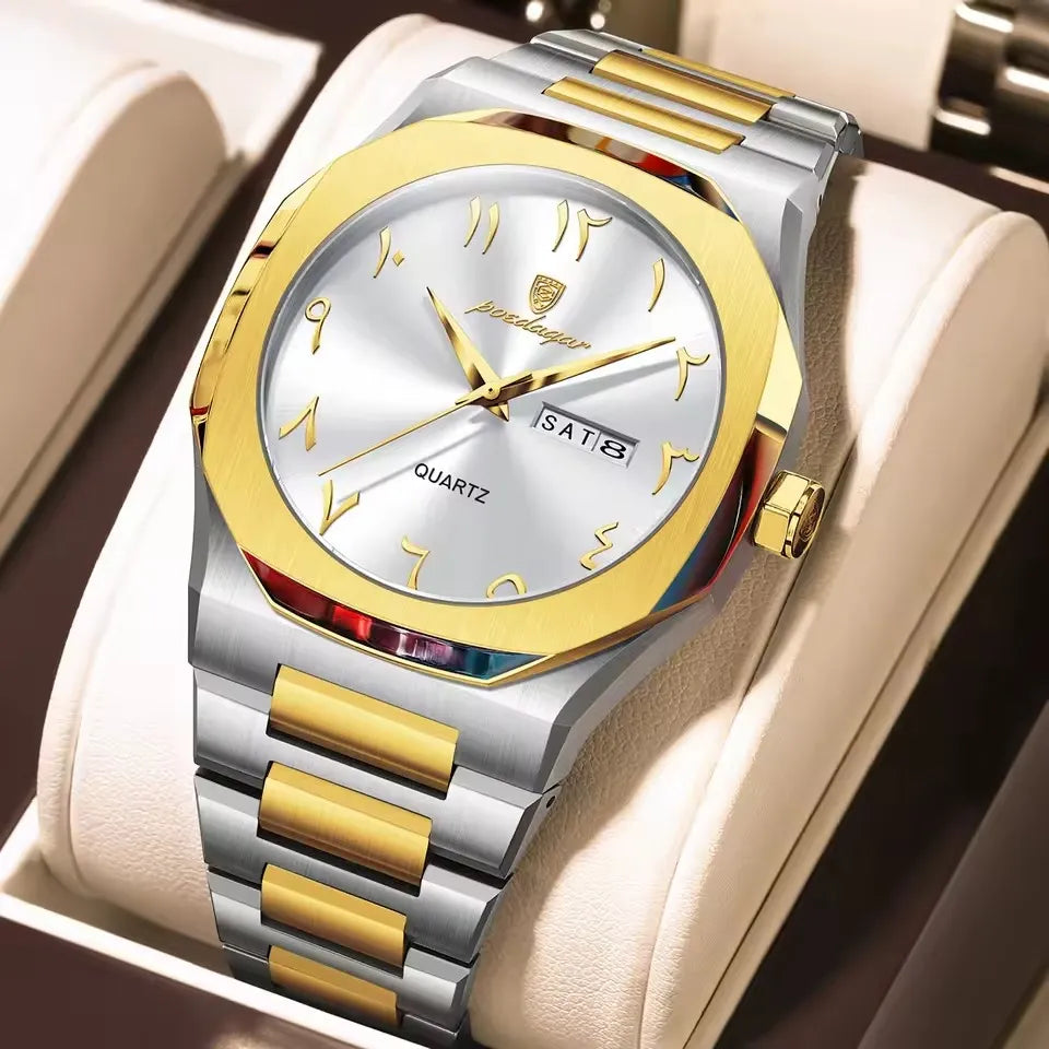 Poedagar 978 CH For Men - Silver Gold Gray