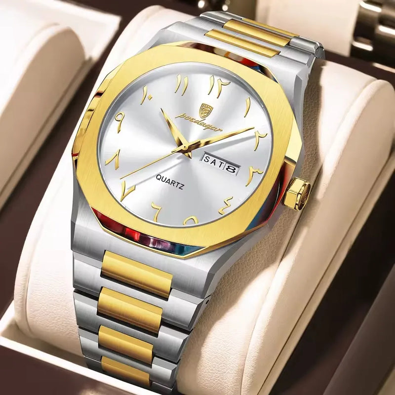 Poedagar 978 CH For Men - Silver Gold Gray