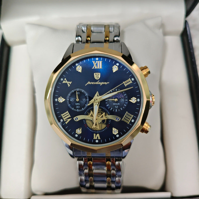 Poedagar 910 CH For Men - Silver Gold Blue