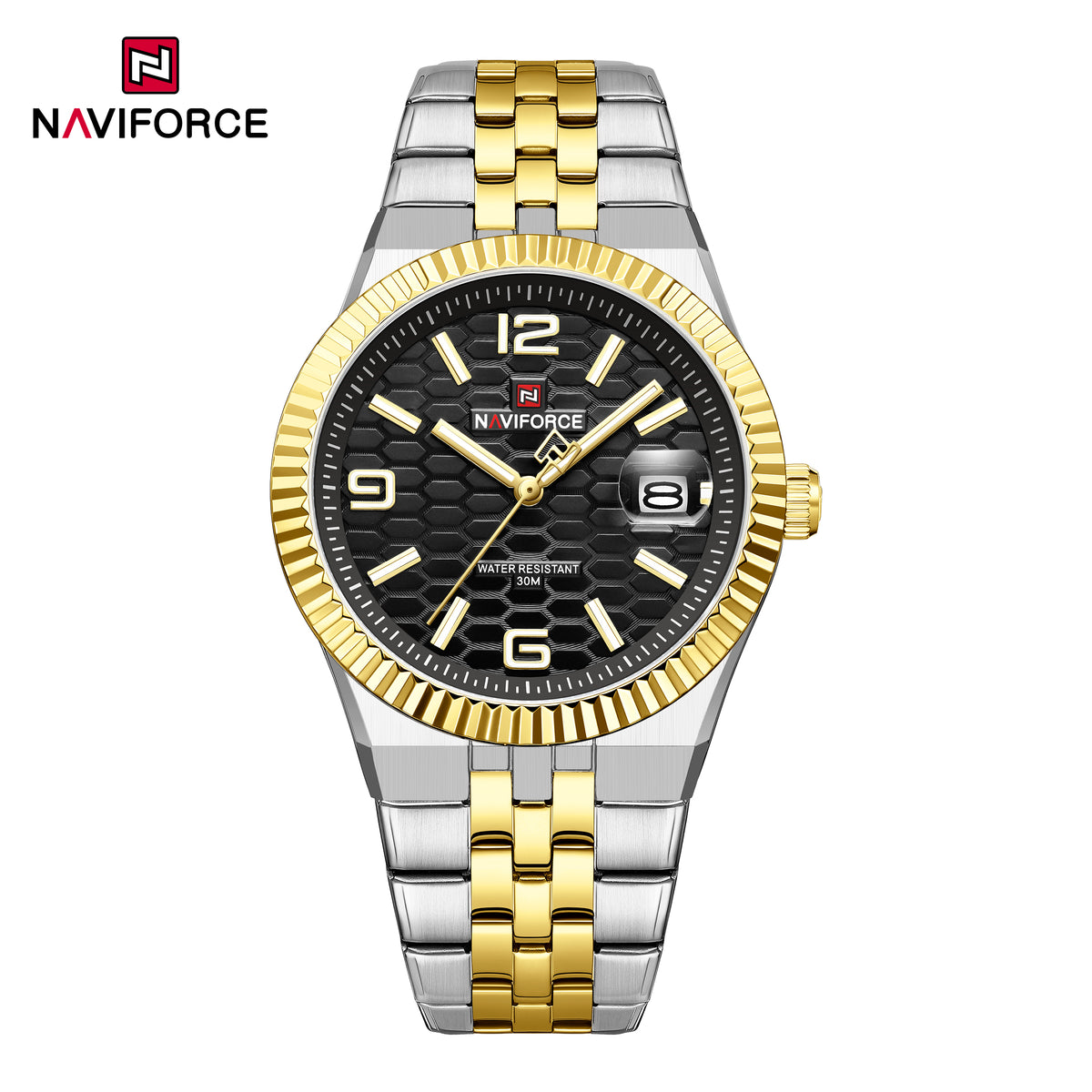 Naviforce 9277 Men's Watch - Silver Gold Black