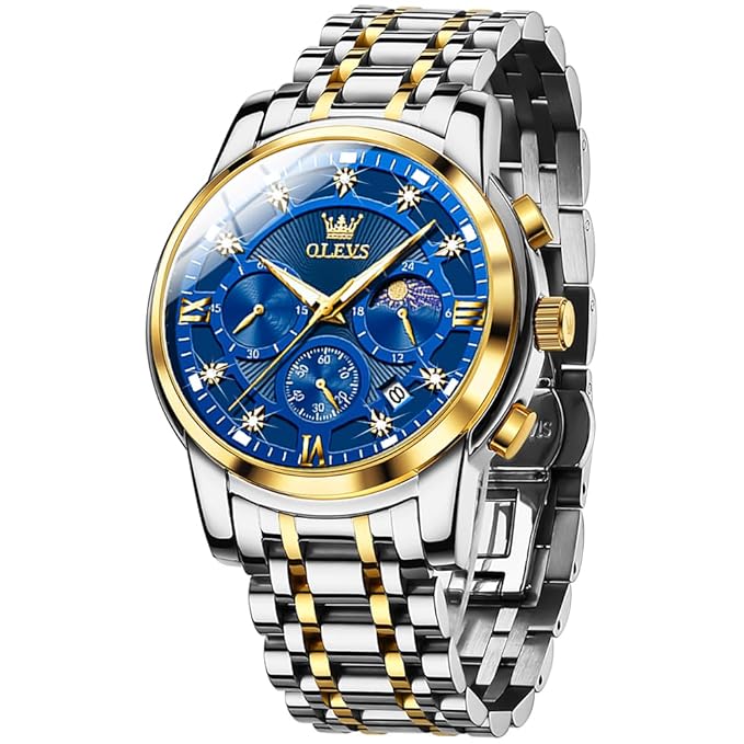 Olevs 2951 CH - Silver Gold Blue For Men
