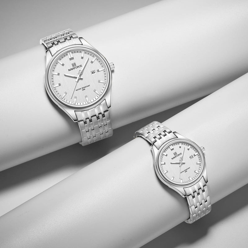 Naviforce 8039 Couple - Silver