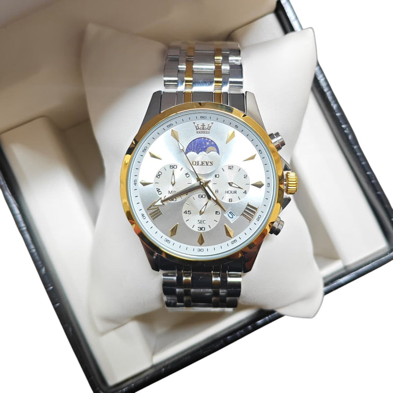Olevs 3653 For Men - Silver Gold White