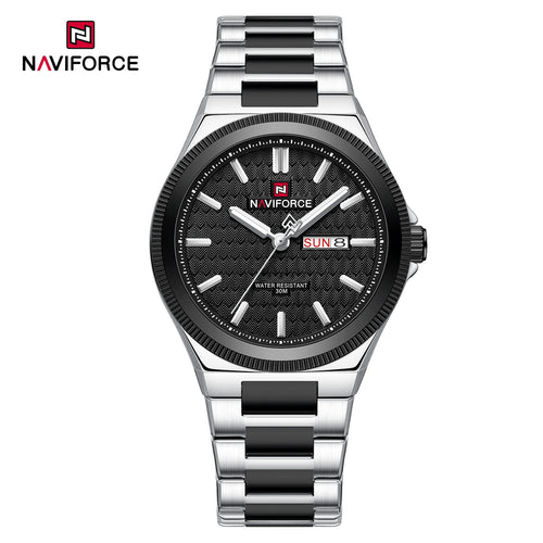Naviforce 9285 CH For Men - Silver Black
