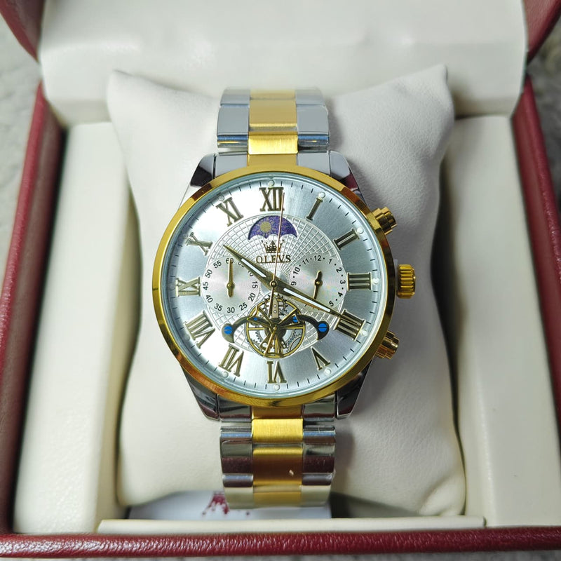 Olevs 3640 CH For Men – Silver Gold