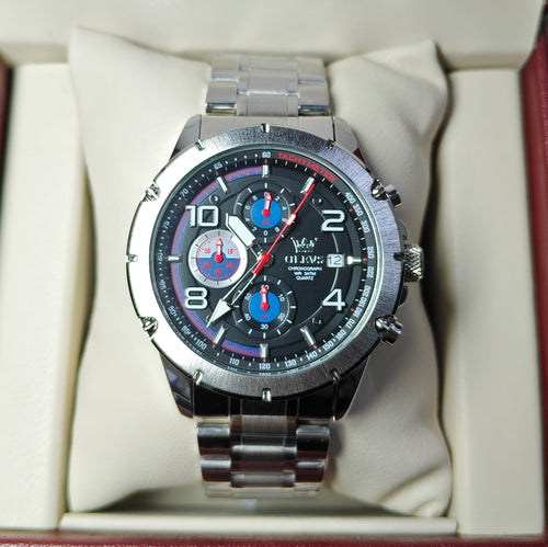 Olevs 3708 CH For Men - Silver Black Blue