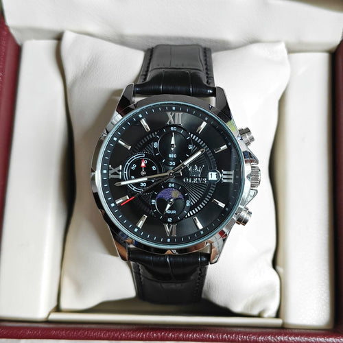 Olevs 3659 L For Men- Silver Black