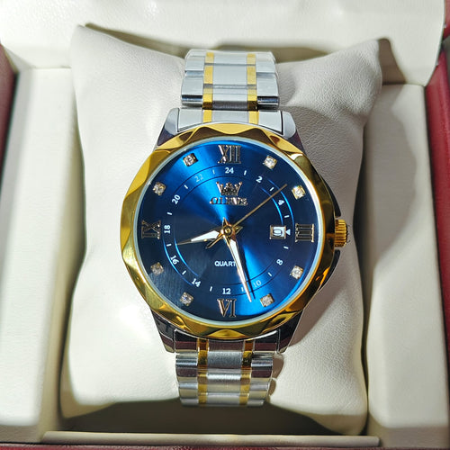 Olevs 3710 CH For Men - Silver Gold Blue