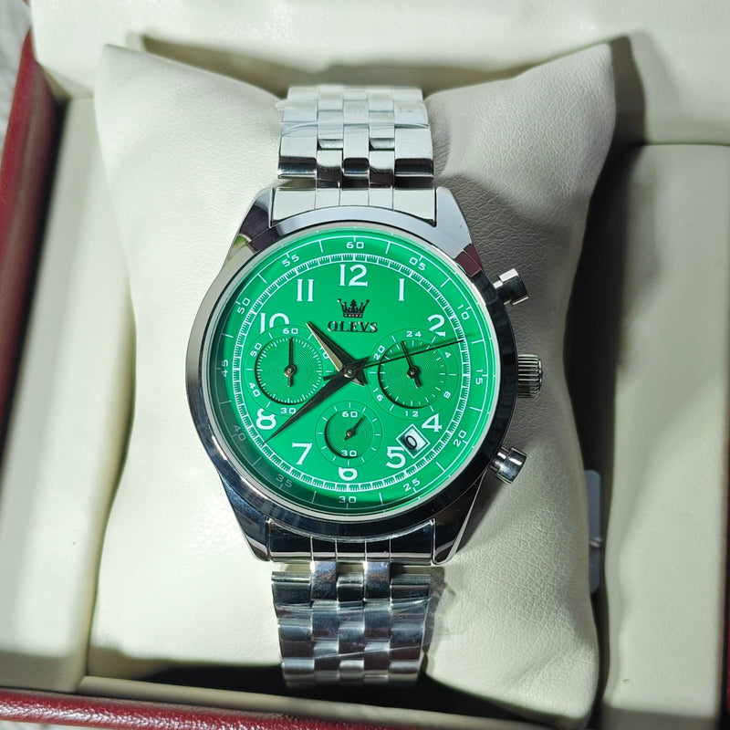 Olevs 2981 CH For Men - Silver Green