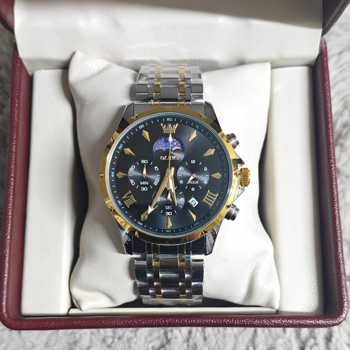 Olevs 3653 For Men - Silver Gold Black