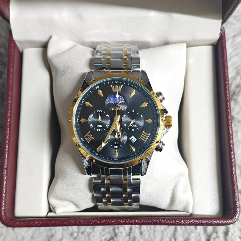 Olevs 3653 For Men - Silver Gold Black