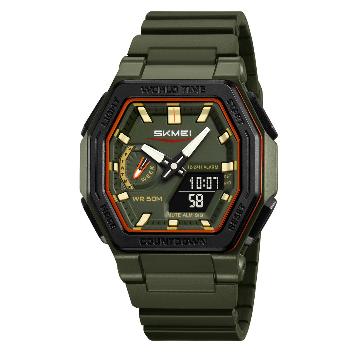 Skmei 2438 For Men - Green Orange