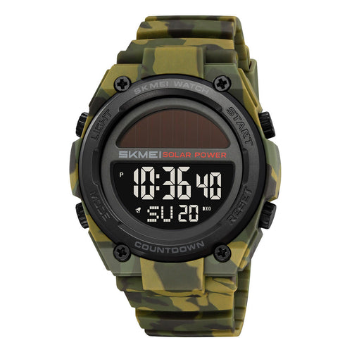 Skmei 2712 Men's Solar-Powered Digital Sports Watch - Army Green