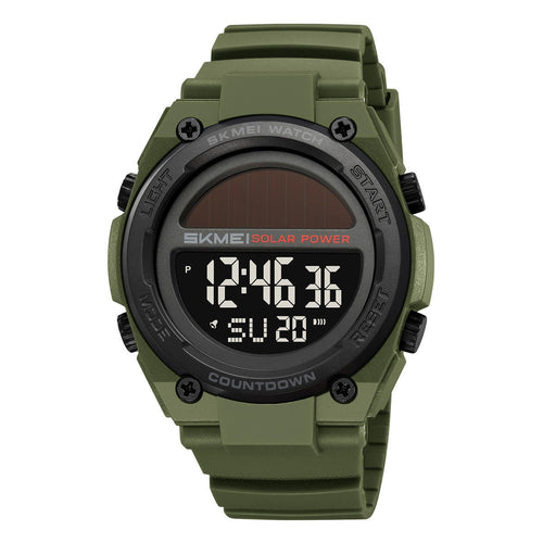 Skmei 2712 Men's Solar-Powered Digital Sports Watch - Black Green