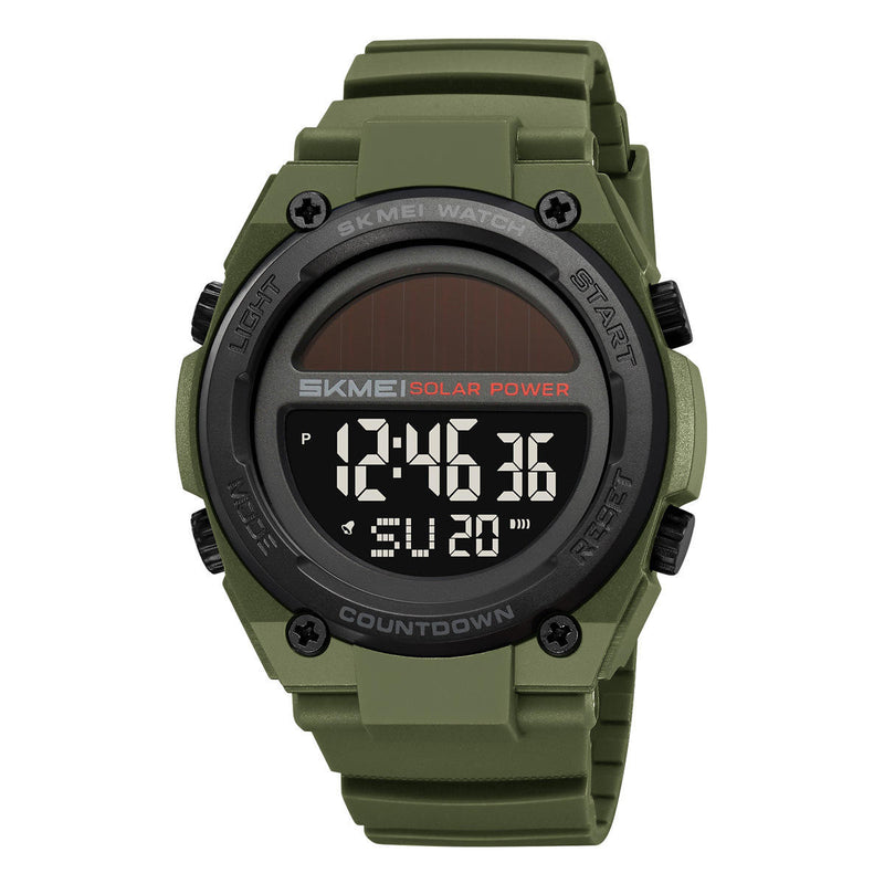 Skmei 2712 Men's Solar-Powered Digital Sports Watch - Black Green