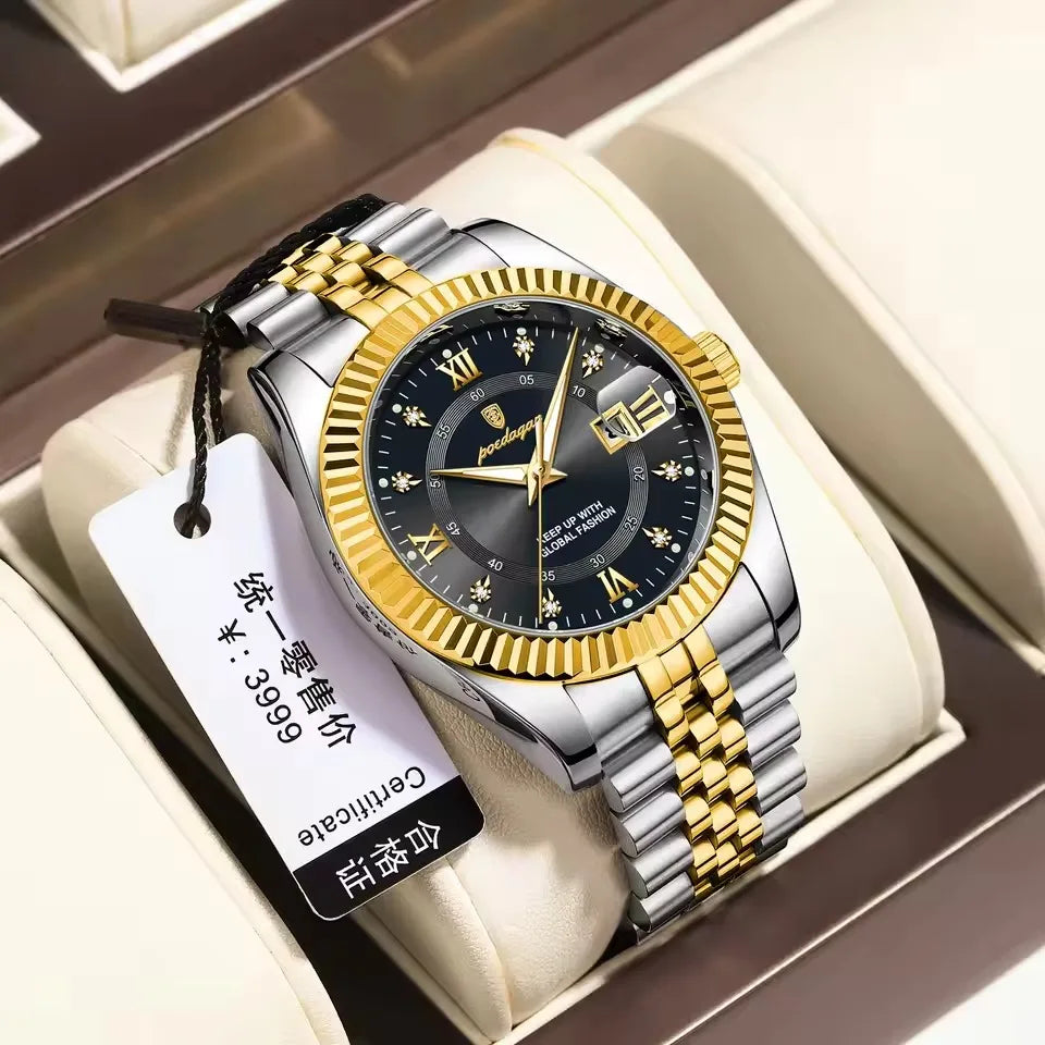 Poedagar 830 Men's Watch - Gold Black