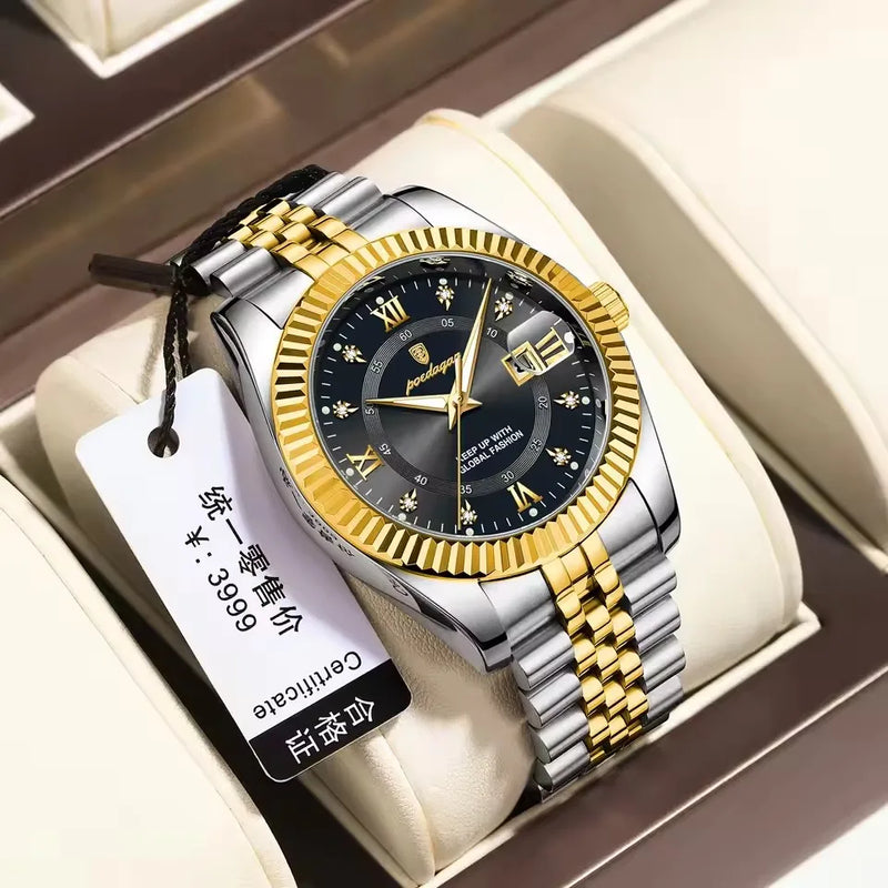 Poedagar 830 Men's Watch - Gold Black