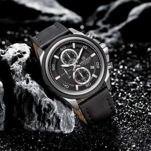 Naviforce 8075 For Men - Silver Black
