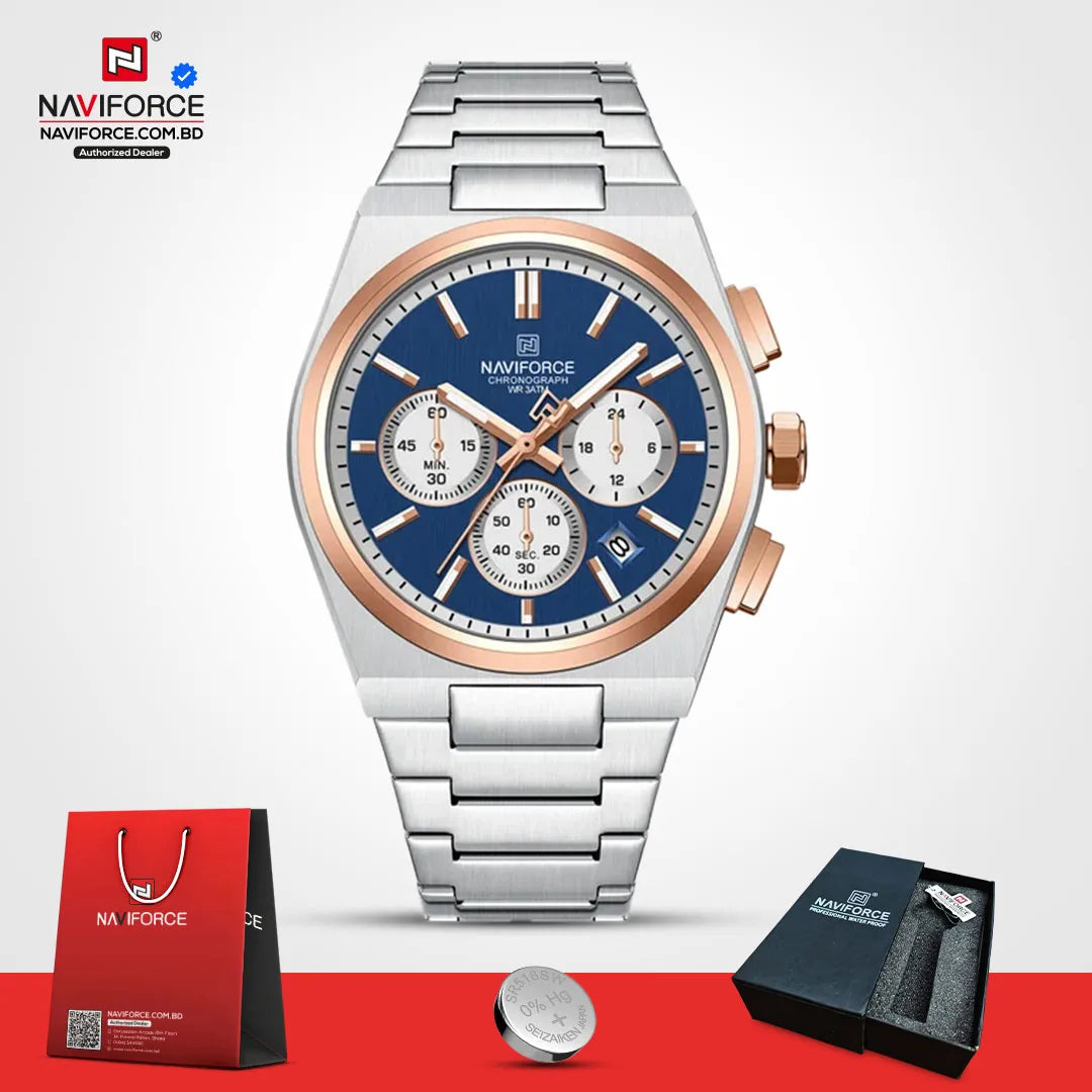 Naviforce 8048 CH - Silver Rose Blue For Men