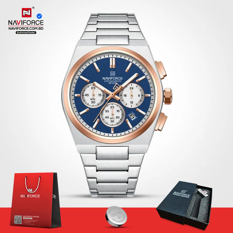 Naviforce 8048 CH - Silver Rose Blue For Men