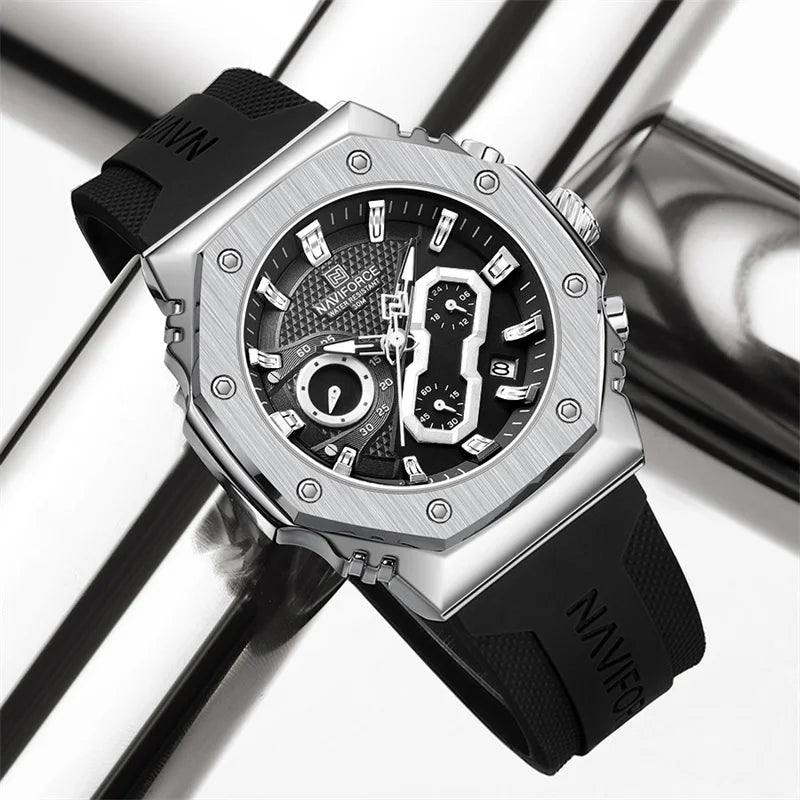 Naviforce 8035 - Sliver Black For Man